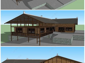 精品木結(jié)構(gòu)房屋與古建筑寺廟的設(shè)計(jì)模型資源